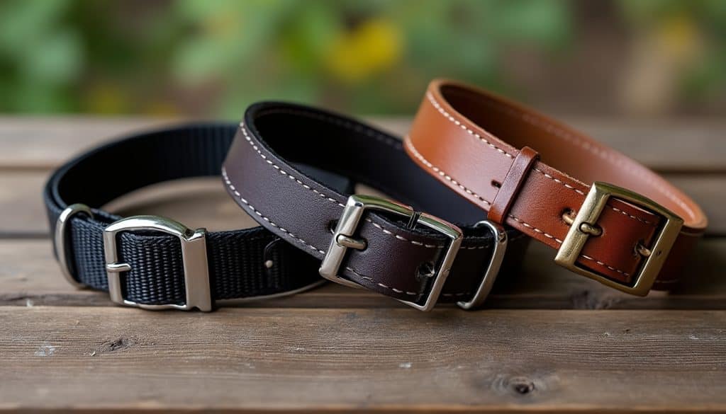Matières d&rsquo;un collier : nylon, biothane ou cuir