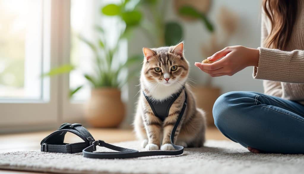 Habituer un chat au harnais : la progression très lente