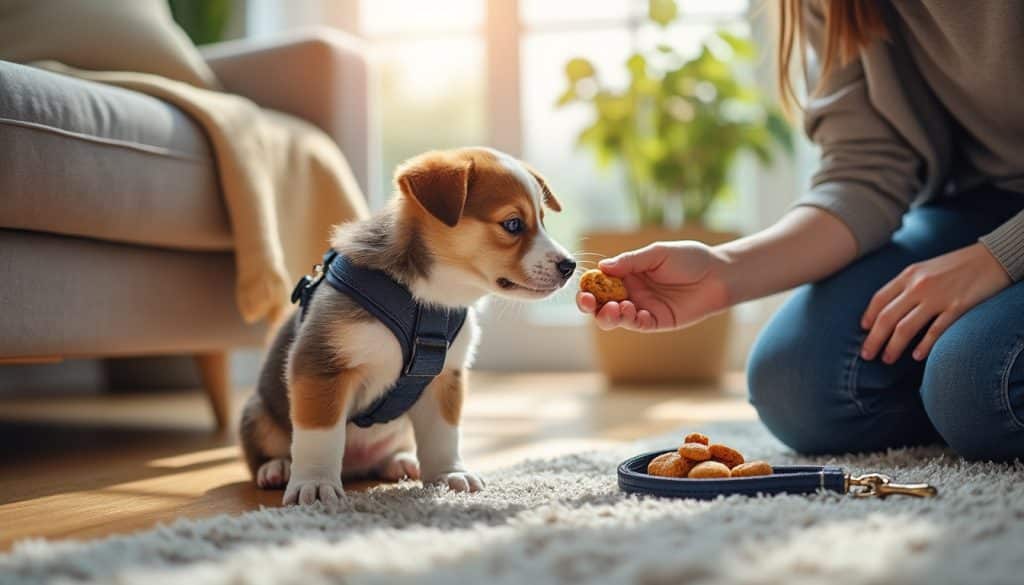 Habituer un chiot à l&rsquo;équipement : les séances courtes